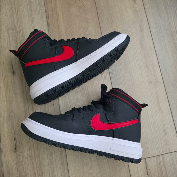 Nike Air Force 1 Boot Black University Red High Top Sneakers Men Sz 12.5 DA0418 - Picture 13 of 16